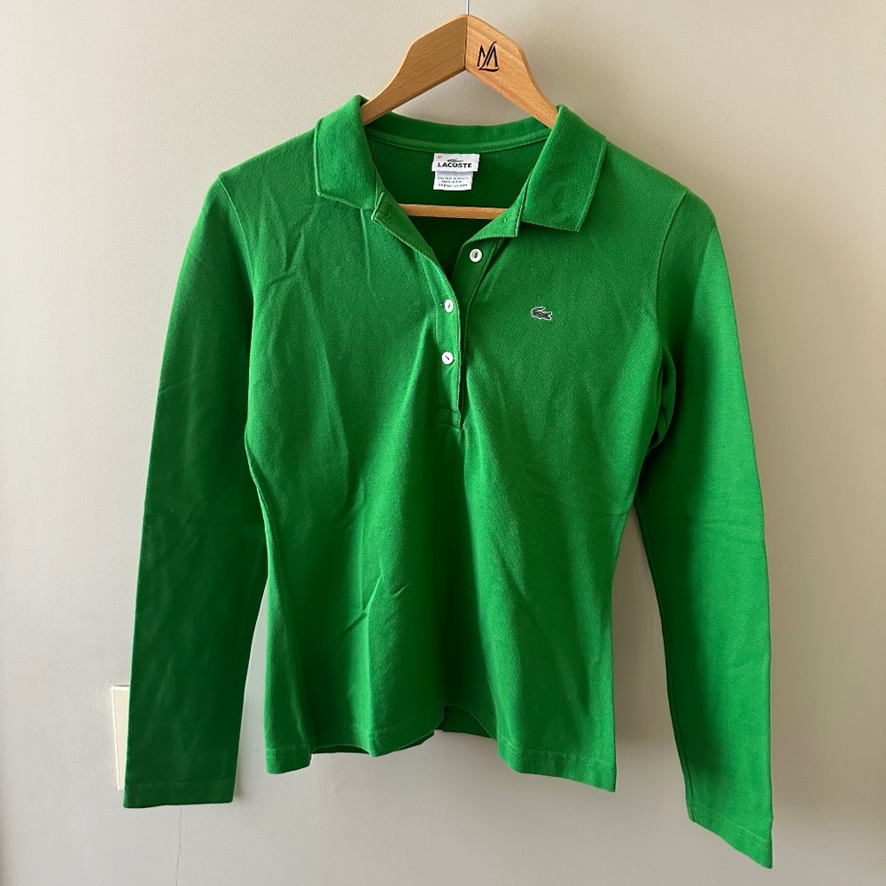 Spring Green Lacoste Long Sleeve Polo Shirt